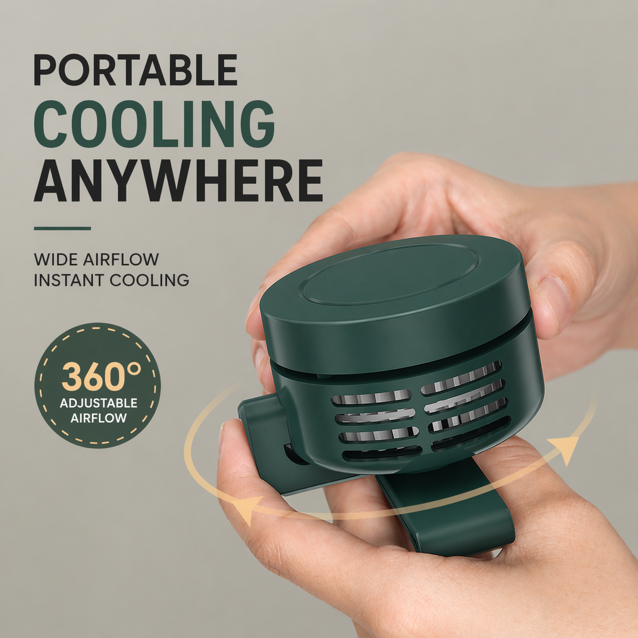 Coolzy™ ClipCool Pro - Portable Wearable Cooling Fan with Clip, Hands-Free Mini Fan for Outdoor, Travel & Daily Use