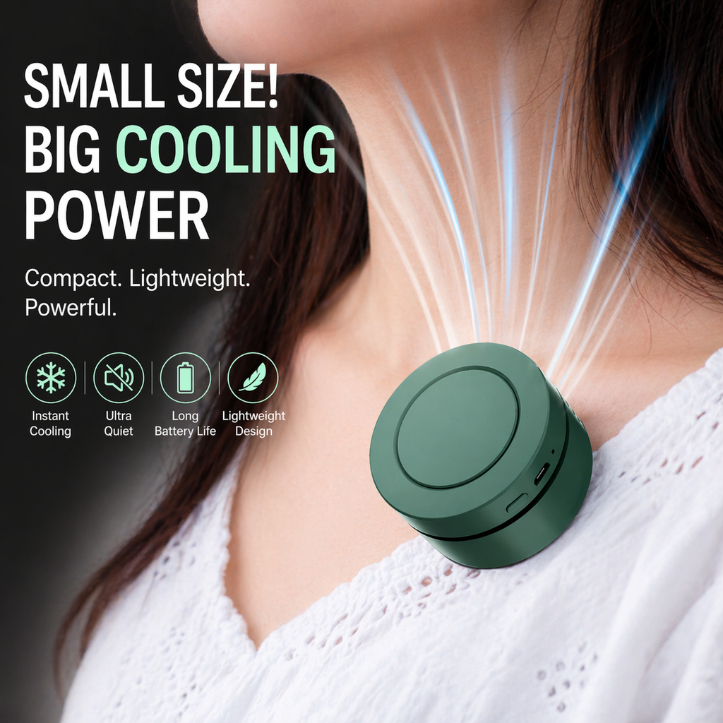 Coolzy™ ClipCool Pro - Portable Wearable Cooling Fan with Clip, Hands-Free Mini Fan for Outdoor, Travel & Daily Use